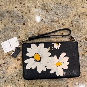 Coach Black Wristlet with Floral Design